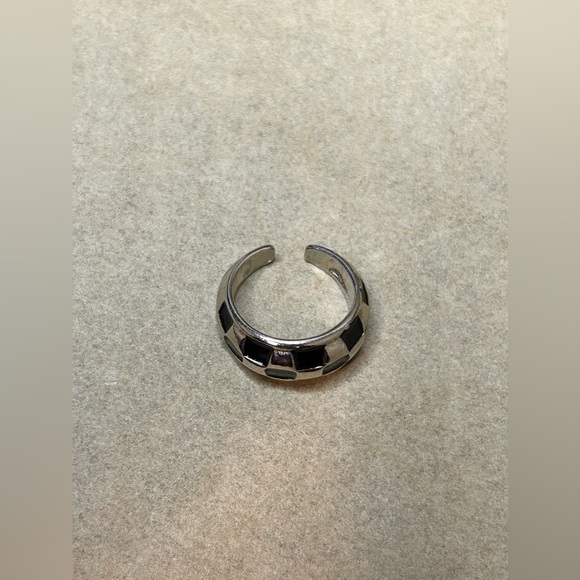Silver & Black Check Ring, Wide, Open Band (Adjustable)
Size 7 as is - Picture 4 of 5